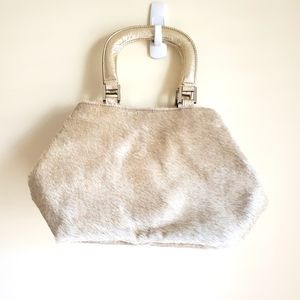 Suarez Gold painted calf hair leather handbag